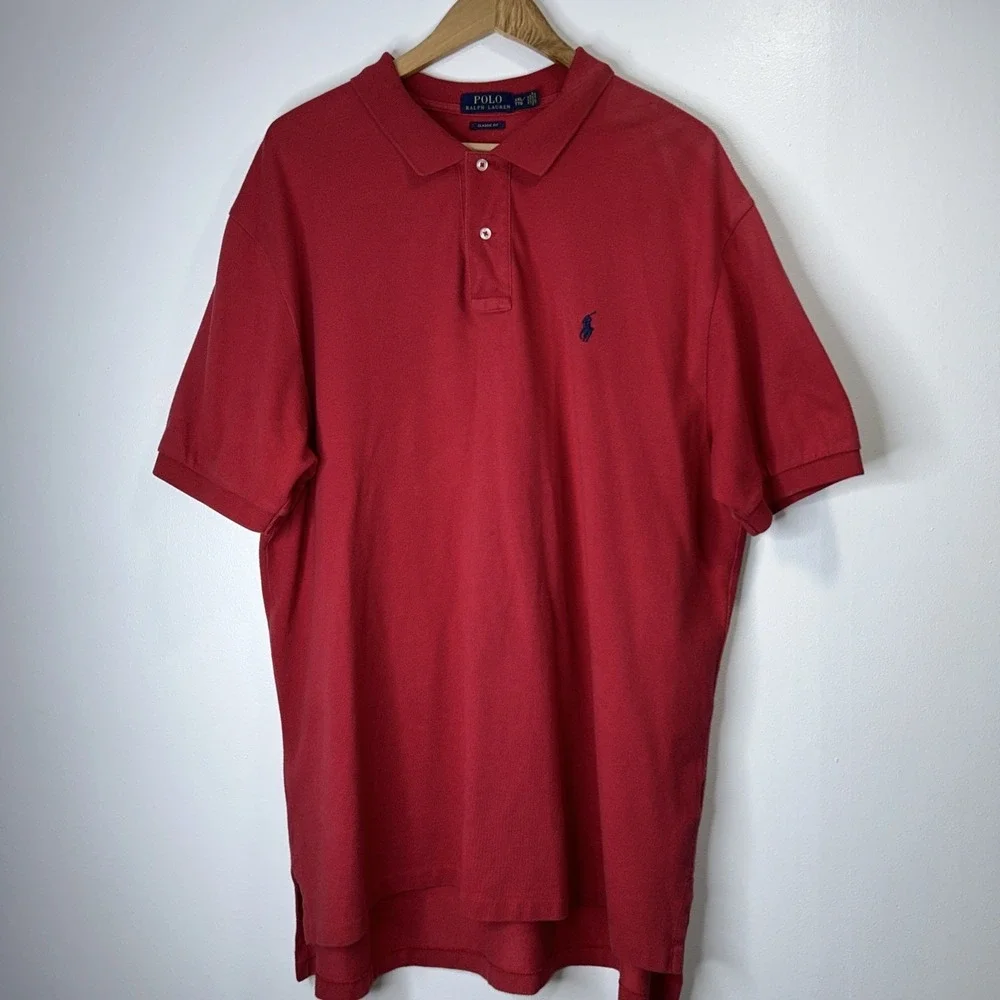 Polo Ralph Lauren Men XXL Short Sleeve Polo Shirt Red 100% Cotton